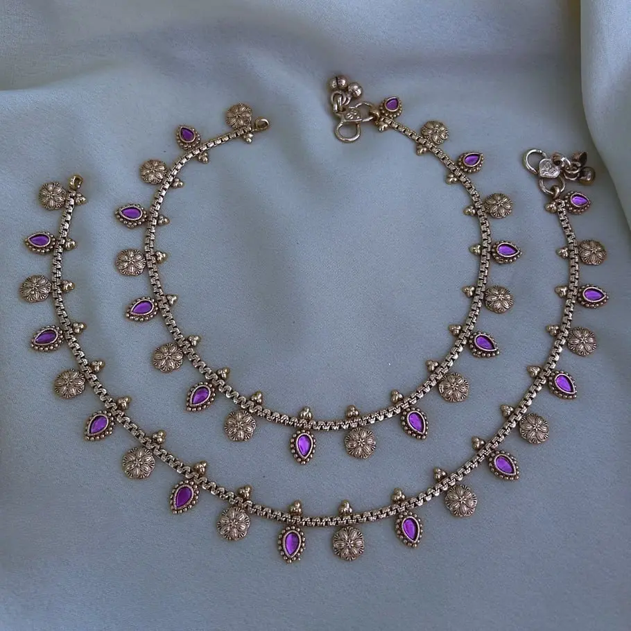 Antique CZ Stone Polish Anklets